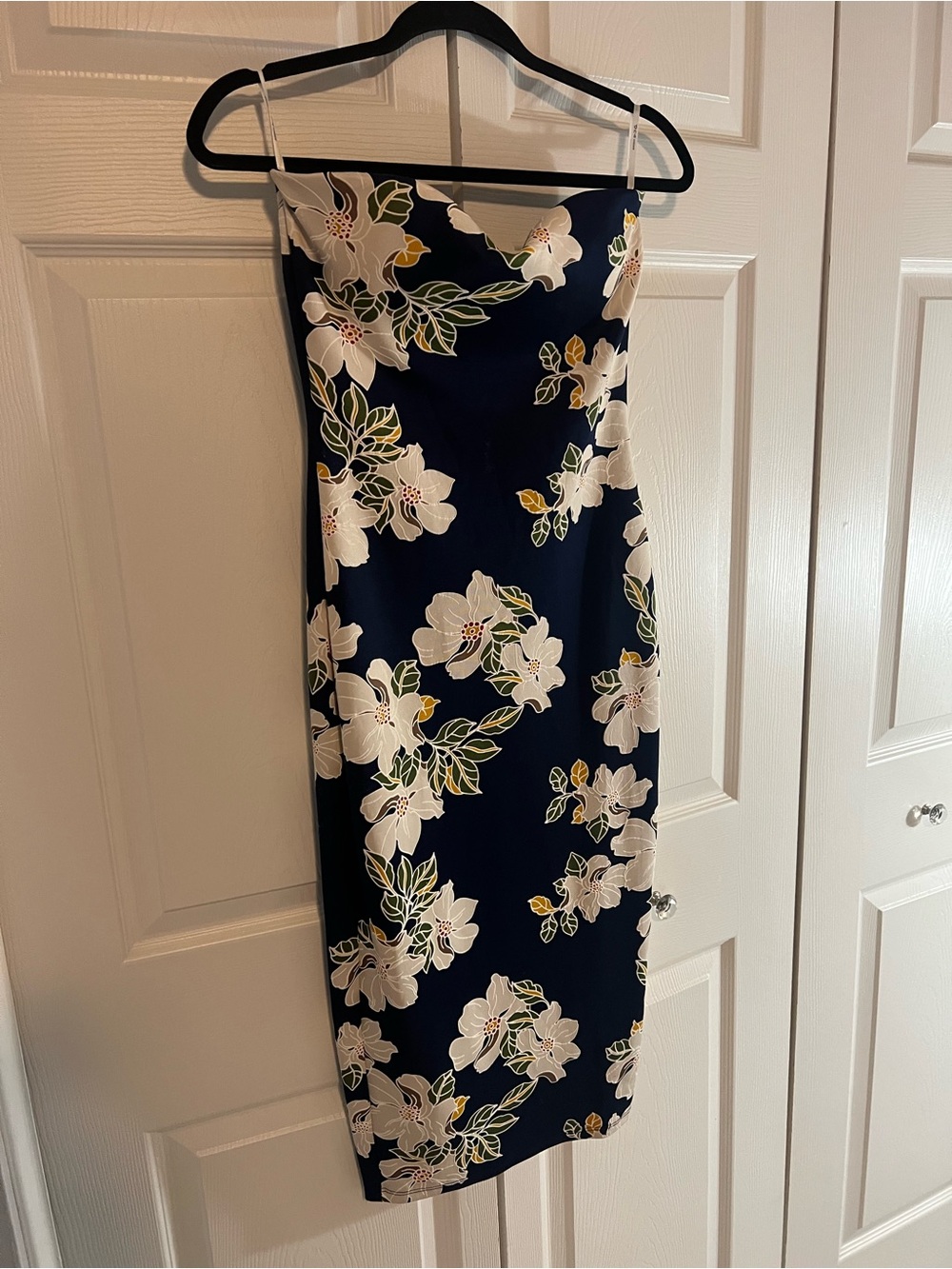 Navy Floral tube top Midi Dress